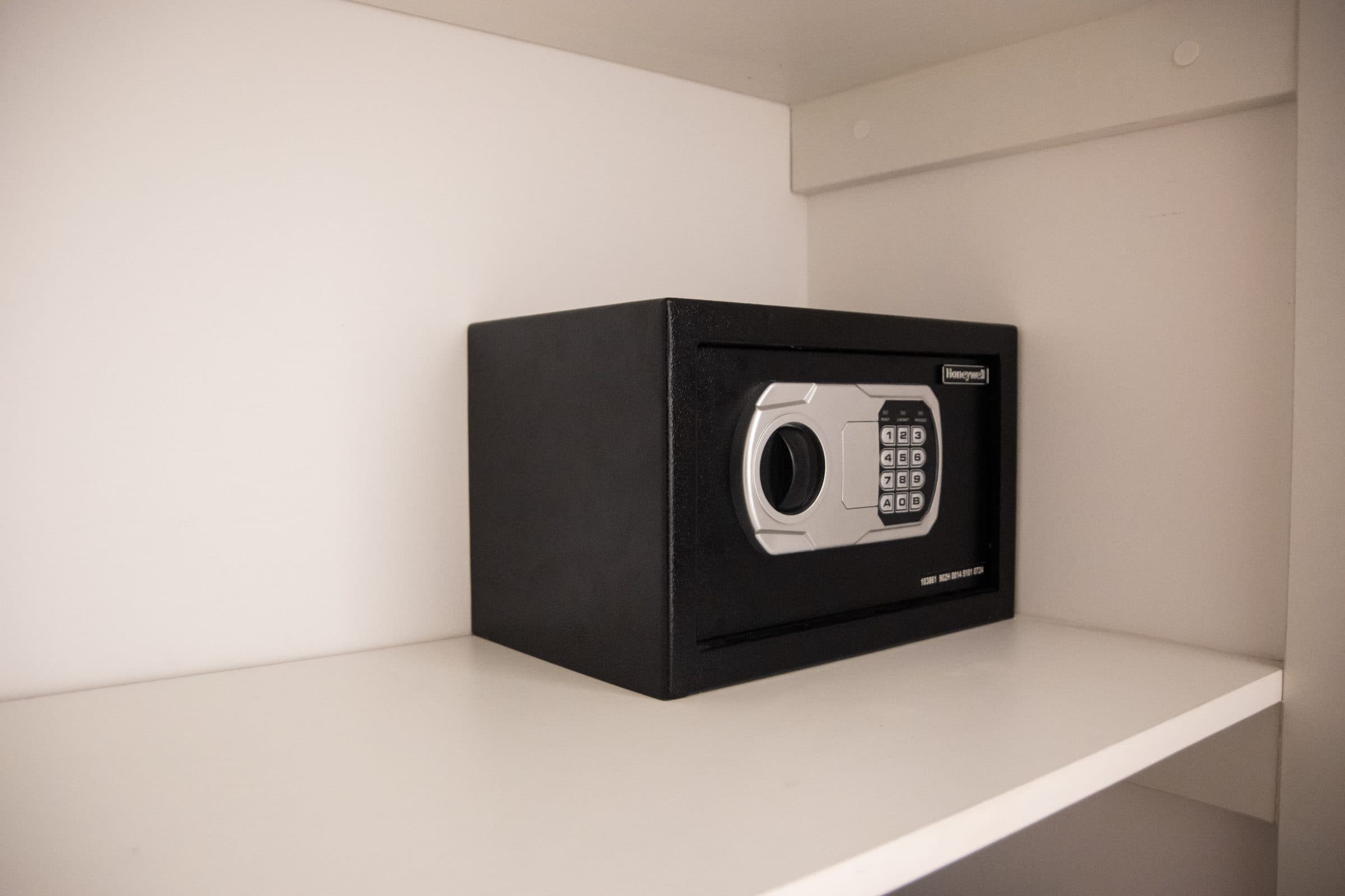 In-room digital security safe at The Leaf Playacar