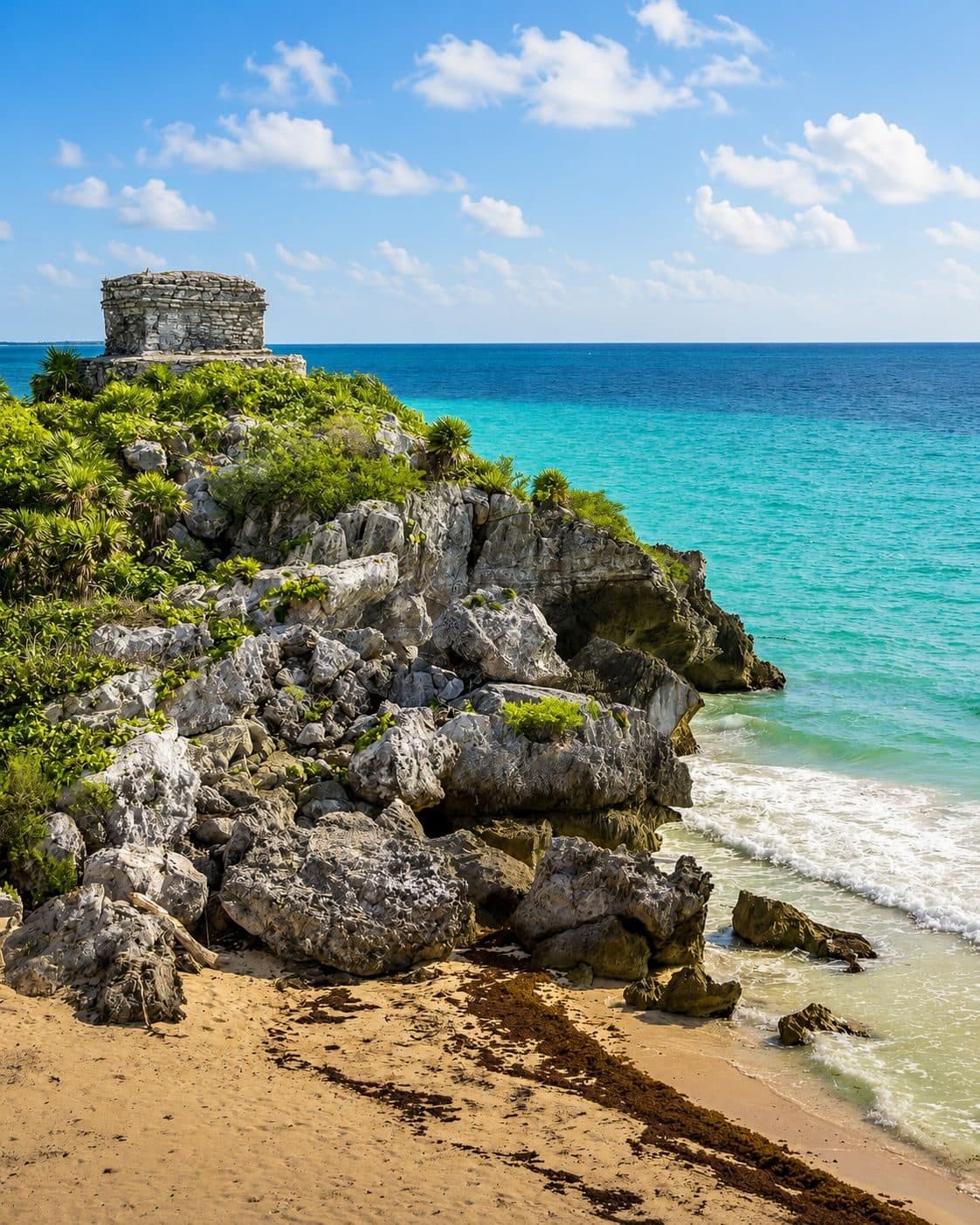 Tulum ruins overlooking the Caribbean Sea